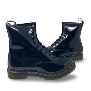 New Dr. Martens 1460 Women Patent Leather Lace Up Boots in Black sz 10